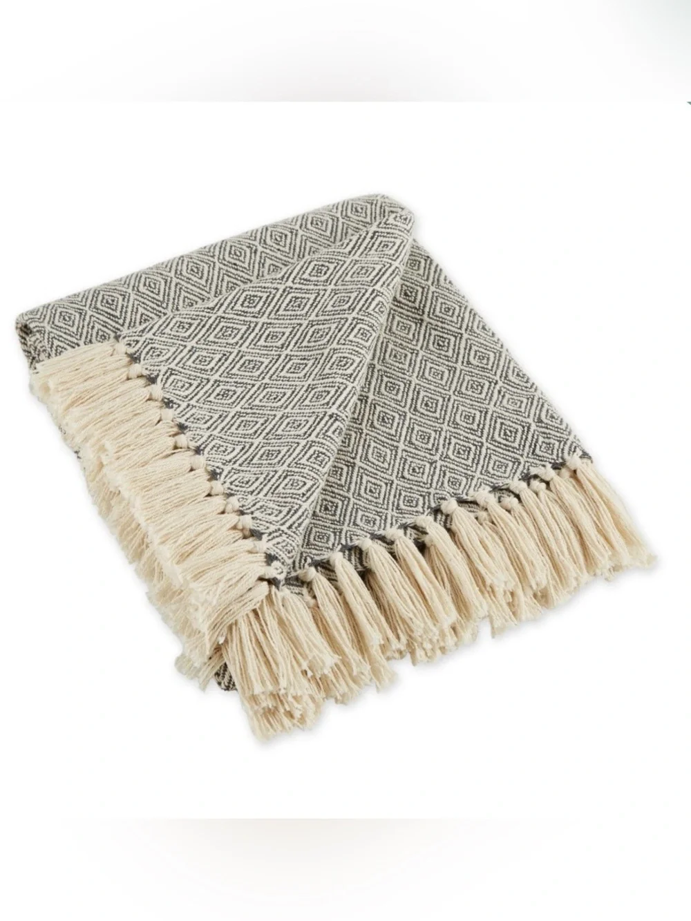 Rustic Geometric Print Throw 100% Cotton - MINERAL